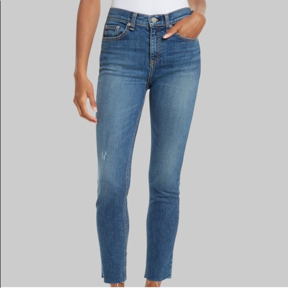 Rag & Bone High Waist Skinny Jeans El Cut Hem 25